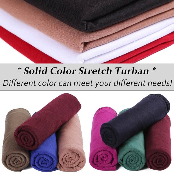 4Pcs Jersey Head Wrap Scarves Knotted Turban Hairbands for Women - Picture 4 of 6